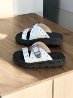 Sandalia Papete Moleca 5504.103 Branco/Preto