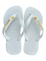 Havaianas Top Branco + Escrita Dourado + Borboleta Amarela 