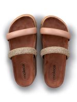 Sandalia Papete Moleca Turim Tiras de Glitter 5513.105 Creme