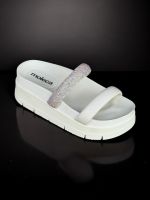 Sandalia Papete Moleca Turim Tiras de Glitter 5513.105 Branco
