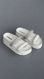 Sandalia Papete Moleca Turim Tiras de Glitter 5513.105 Branco