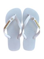 Havaianas Top Branca + Escrita Dourada + Coração de Strass