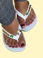 Havaianas Brasil + Escrita Dourada + Tucano e Coqueiro
