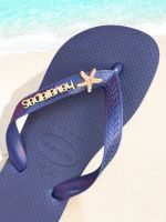 Havaianas Top Marinho + Escrita Dourada + Estrela do Mar