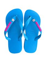 Havaianas Top Turquesa + Escrita Rosa + Flor Branca Rosa