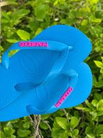 Havaianas Top Turquesa + Escrita Rosa