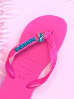Havaianas Top Rosa Flux + Escrita Azul + Stitch Azul Orelha Rosa