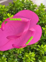 Havaianas Top Rosa Flux + Escrita Verde Neon