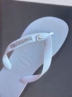Havaianas Top Branca + Escrita Prata + Borboleta Branca 