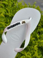 Havaianas Top Branca + Escrita Preta + Borboleta Preta 