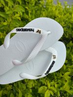 Havaianas Top Branca + Escrita Preta + Borboleta Preta 
