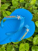 Havaianas Top Turquesa + Escrita Dourada + Estrela do Mar