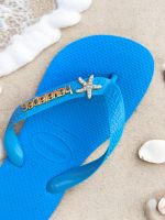 Havaianas Top Turquesa + Escrita Dourada + Estrela do Mar