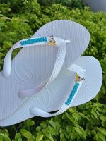 Havaianas Top Branca + Escrita Azul + Lindinha Superpoderosas 