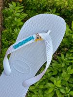 Havaianas Top Branca + Escrita Azul + Lindinha Superpoderosas 