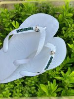 Havaianas Top Branca + Escrita Verde + Docinho Superpoderosas 
