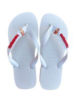 Havaianas Top Branca + Escrita Vermelha + Florzinha Superpoderosas 