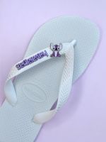 Havaianas Top Branca + Escrita Roxa + Stitch Roxo