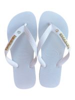 Havaianas Top Branca + Escrita Dourada + Ponto de Luz Cristal