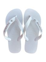 Havaianas Top Branca + Escrita Prata + Ponto de Luz Cristal 