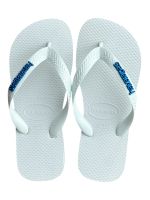 Havaianas Top Branca + Escrita Azul Metalizado 