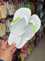 Havaianas Top Branca + Escrita Verde Neon 