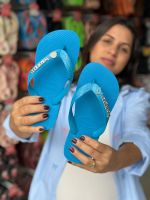 Havaianas Top Turquesa + Escrita Prata + Concha Glitter + Sereia