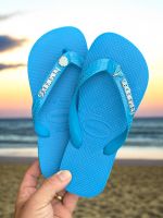 Havaianas Top Turquesa + Escrita Prata + Concha Glitter + Sereia