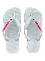 Havaianas Top Branca + Escrita Rosa + Ponto Luz Rosa