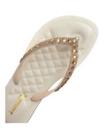 Chinelo Lunielly Strass Bege Redondo