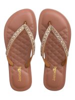 Chinelo Lunielly Strass Marrom Redondo