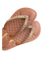 Chinelo Lunielly Strass Marrom Redondo