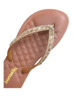 Chinelo Lunielly Strass Marrom Redondo