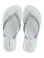 Chinelo Lunielly Strass Branco Redondo