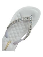 Chinelo Lunielly Strass Branco Redondo