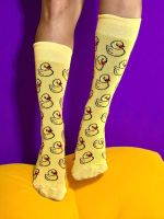 Meia Amarela com Patinhos