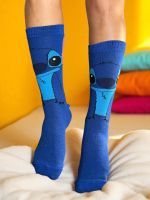 Meia Stitch Fundo Azul 