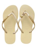 Havaianas Slim Buttercream + Escrita Dourada + Tartaruga e Estrela Strass