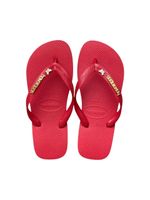 Havaianas Top Vermelho + Escrita Dourada + Borboleta Branca