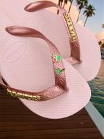 Havaianas Top Rosa Ballet + Escrita Dourada + Coco + Coqueiro
