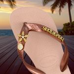 Havaianas Top Rosa Ballet + Escrita Dourada + Concha + Estrela