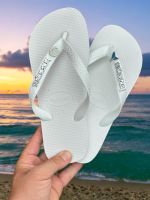 Havaianas Top Branco + Escrita Prata + Concha Glitter + Sereia 