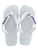 Havaianas Top Branco + Escrita Lilas + Borboleta Lilas 