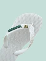 Havaianas Top Branco + Escrita Verde + Borboleta Verde