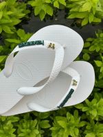 Havaianas Top Branco + Escrita Verde + Borboleta Verde