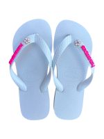 Havaianas Top Branco + Escrita Rosa + Flor Branca Pedra Rosa