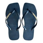 Havaianas Square Preto + Escrita Dourada + Borboleta Branca