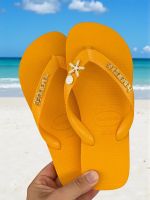 Havaianas Top Amarelo + Escrita Dourada + Concha + Estrela