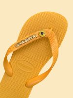 Havaianas Top Amarelo + Escrita Dourada + Girassol