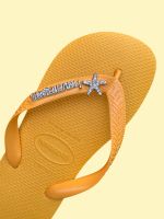 Havaianas Top Amarelo + Escrita Prata + Estrela do Mar